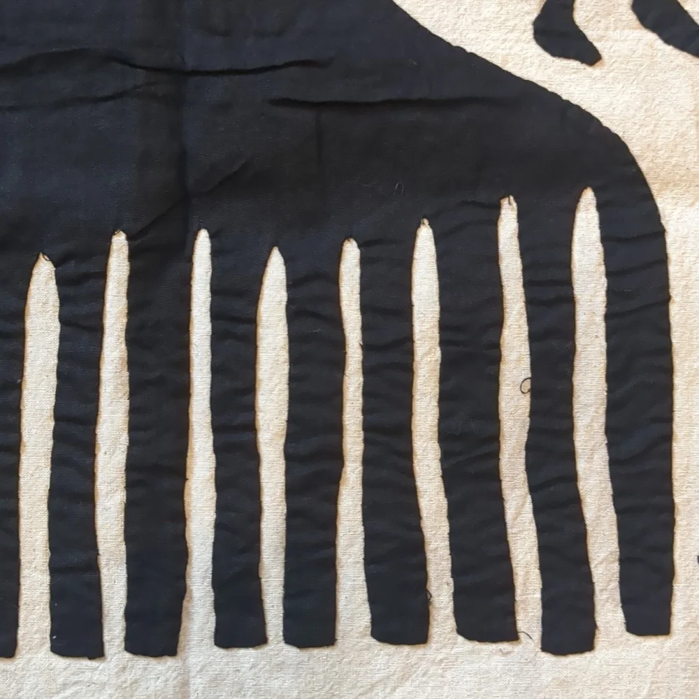 Huge Black and Tan Tree of Life Hand Appliqued Wall Hanging Tapestry